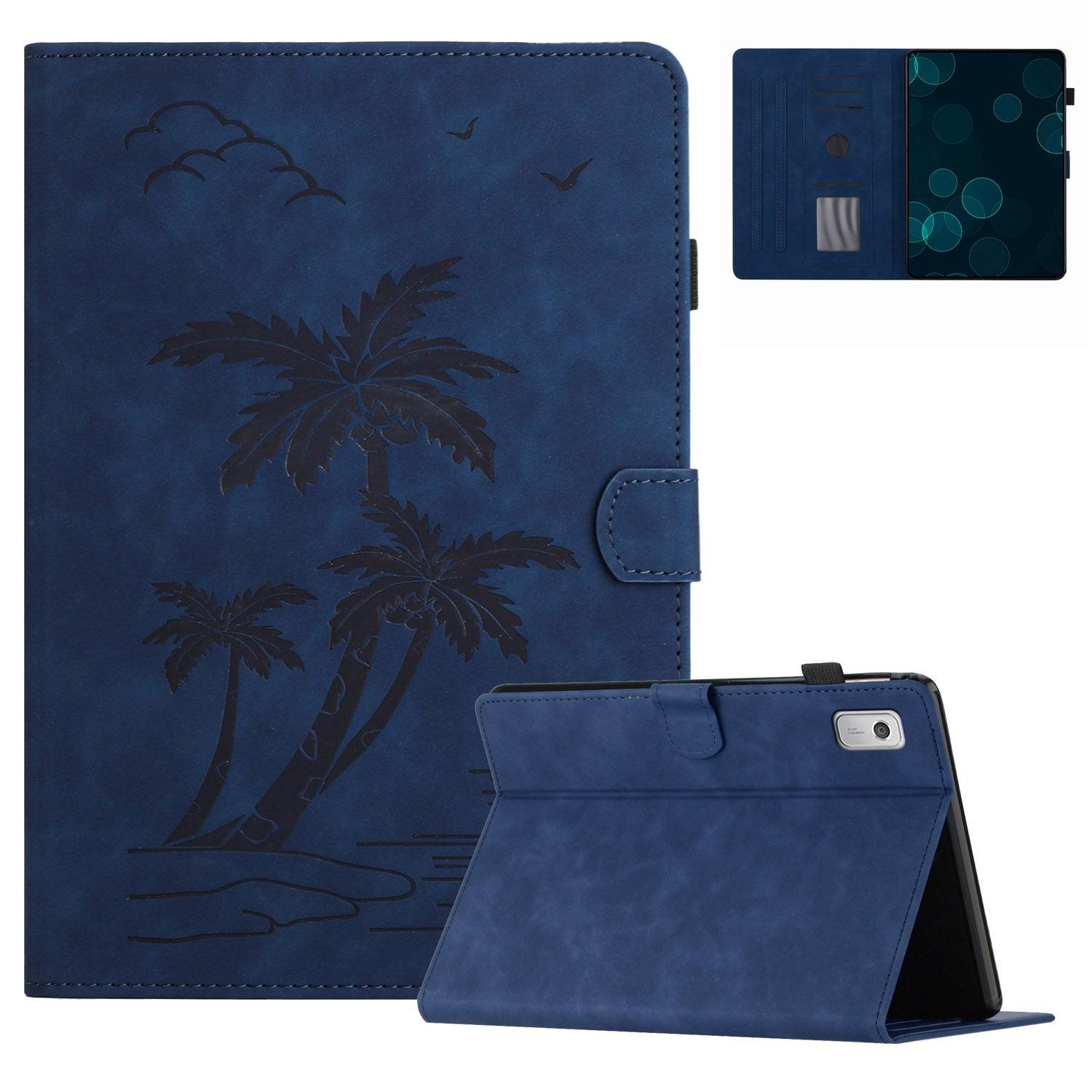 For Lenovo Tab M9 TB-310FU Case Card Slots PU Leather Coconut Tree Imprinted Tablet Cover Auto Wake / Sleep For Lenovo Tab M9 TB-310FU Case Card Slots PU Leather Coconut Tree Imprinted Tablet Cover Auto Wake / Sleep